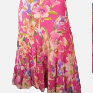 Lauren Ralph Lauren Pink Pleated A-Line Midi Skirt